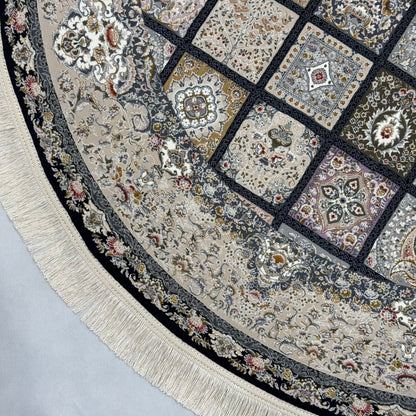 5 ft x 5 ft Persian Round Rug – Miniature by Pars Nagsh Kashan – 1500 Reeds – Floral Design