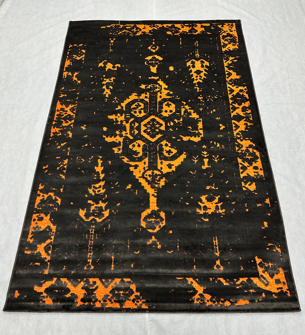 5 ft x 8 ft - Area Rug - Persian Silky - Chenille Vintage 1 - Black