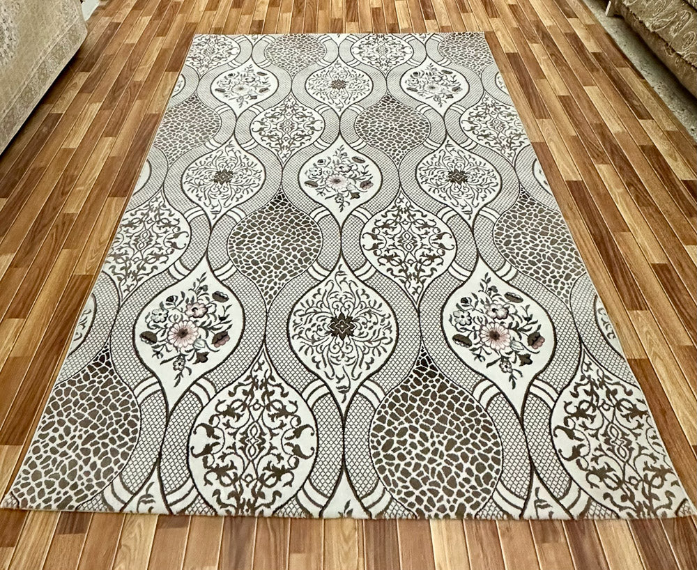 Stylish 7 ft x 10 ft Persian 500 Reeds Ana Floral 1 Area Rug - Grey with Multi Colors