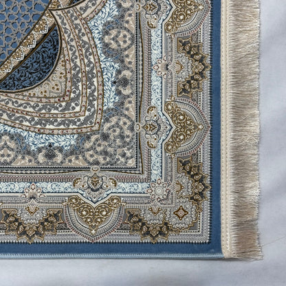 5ft x 8ft Persian Rug - Miniature | 1500 Reeds | Premium Silk, Machine-Made | Elegant Blue & Gold Medallion Design | Durable, Luxury Feel, Easy Maintenance | Made in Iran