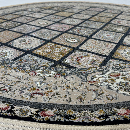 5 ft x 5 ft Persian Round Rug – Miniature by Pars Nagsh Kashan – 1500 Reeds – Floral Design