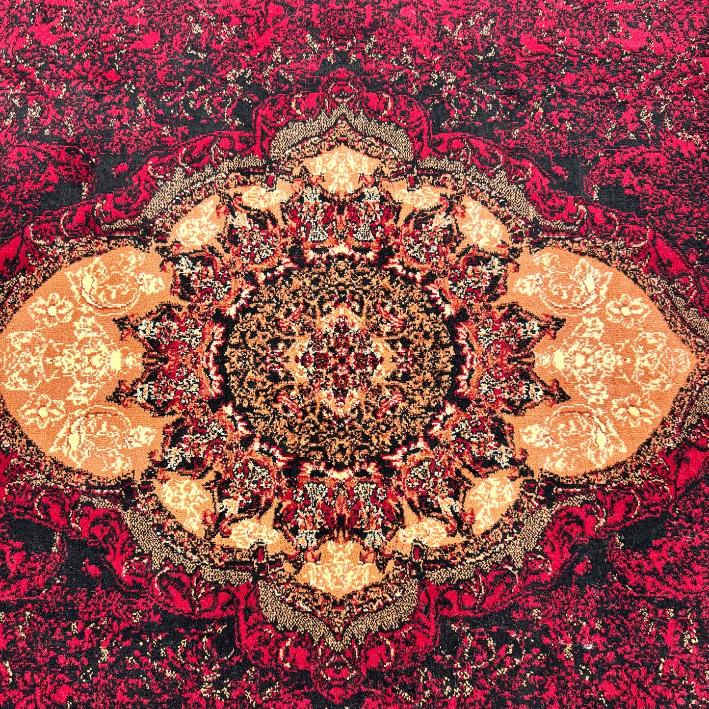 Persian Kashani Red Medallion Rug 8x11 ft – 500 Reeds Nylon Machine-Made Iran