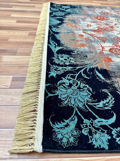 Exquisite 7 ft x 10 ft Persian 700 Reeds Farsh Nagina Mashad Helal 1 Area Rug - Black with Multi Colors