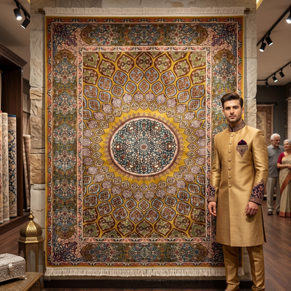 Persian Silk Isfahan Medallion Rug 4 ft x 6 ft | Pure Silk Abresham