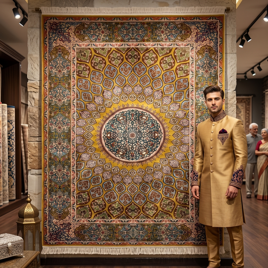 Persian Silk Isfahan Medallion Rug 4 ft x 6 ft | Pure Silk Abresham