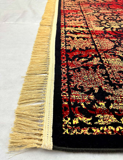 Elegant Black and Red Wine Persian Area Rug - 5 ft x 8 ft - 700 Reeds Nagina Mashad Helal Collection