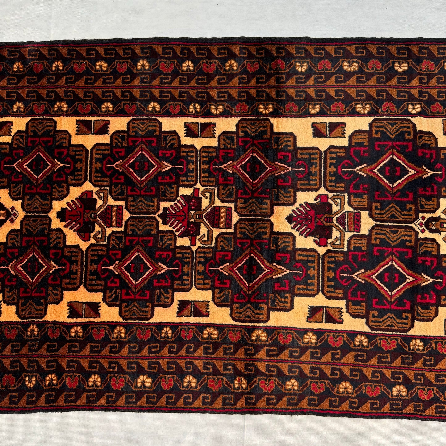 4x6 ft Handmade Baluchi Rug – Rich Brown and Cream Design, Perfect for Any Space