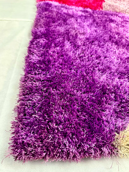 Vibrant Pink and Purple Turkish Venus Shaggy Area Rug - 4 ft x 6 ft - River Collection