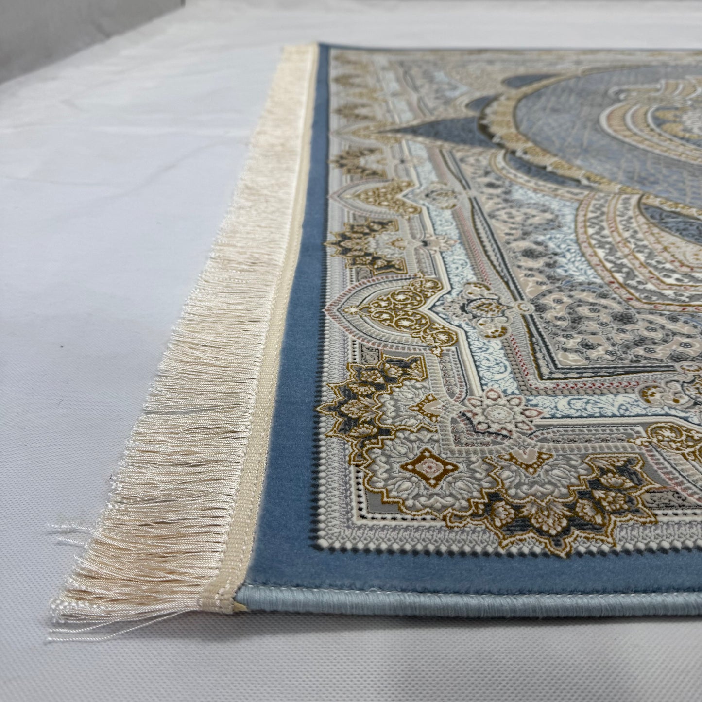 5ft x 8ft Persian Rug - Miniature | 1500 Reeds | Premium Silk, Machine-Made | Elegant Blue & Gold Medallion Design | Durable, Luxury Feel, Easy Maintenance | Made in Iran