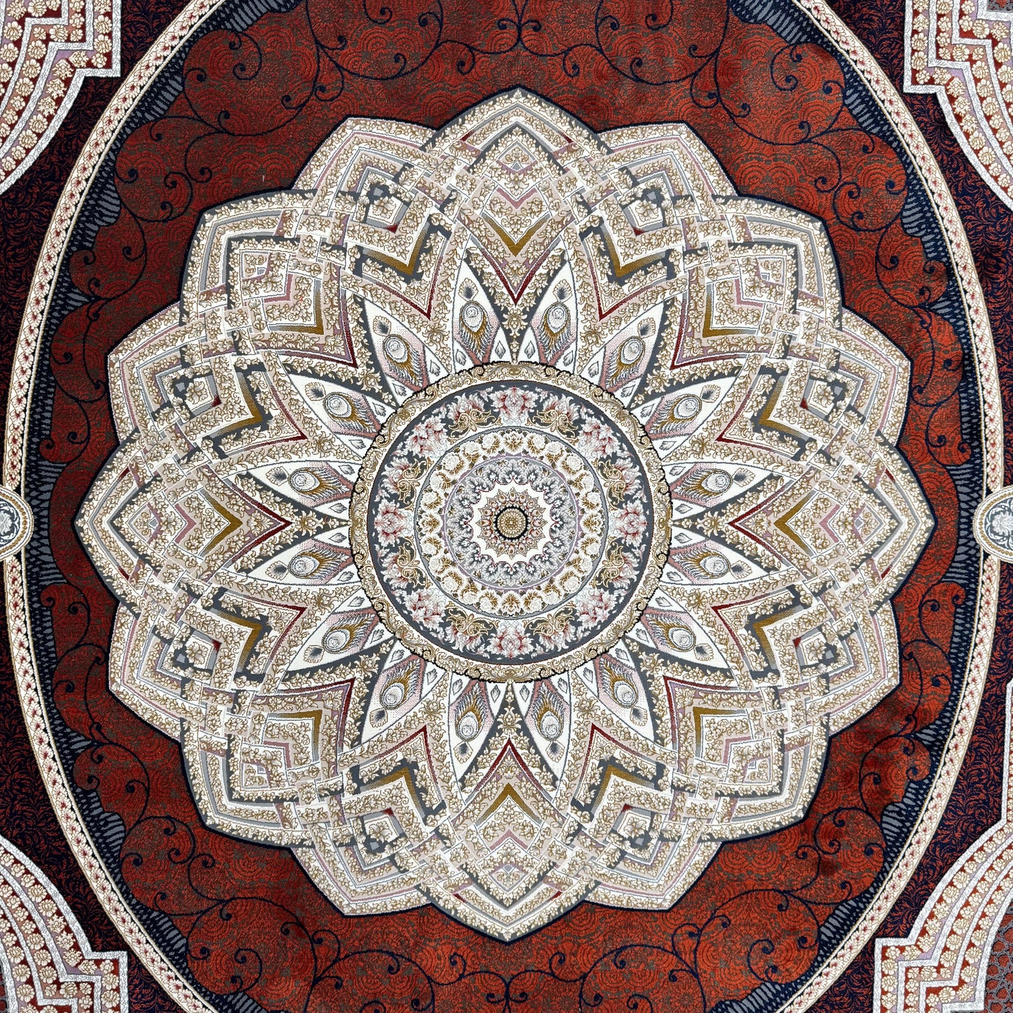 7.5 ft x 10 ft Persian Oval Rug – Miniature by Pars Nagsh Kashan – 1500 Reeds – Elegant Design