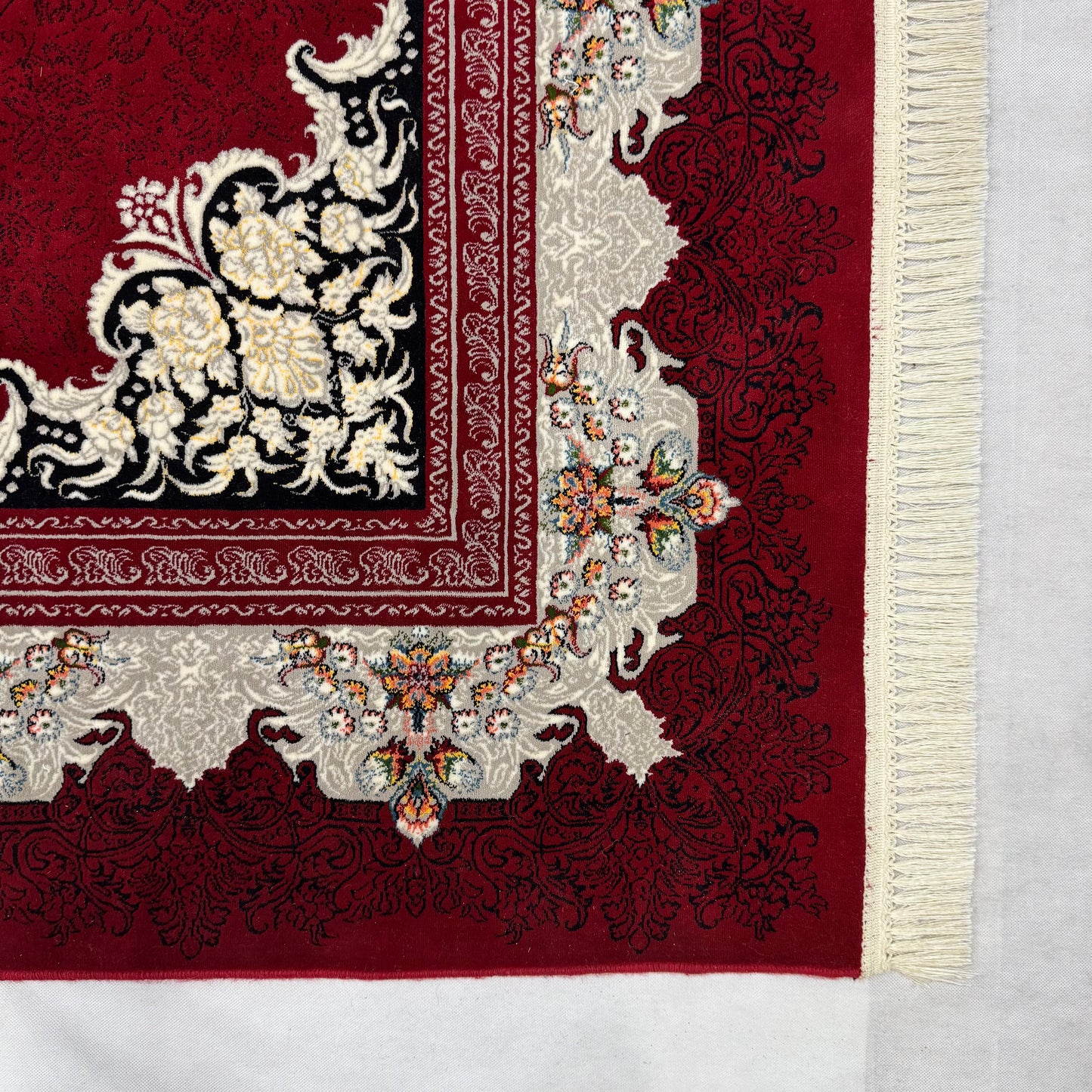 7 ft x 13 ft Persian Rug - Farsh e Nagin Chaman - 1000 Reeds - Elegant Burgundy and Cream Design