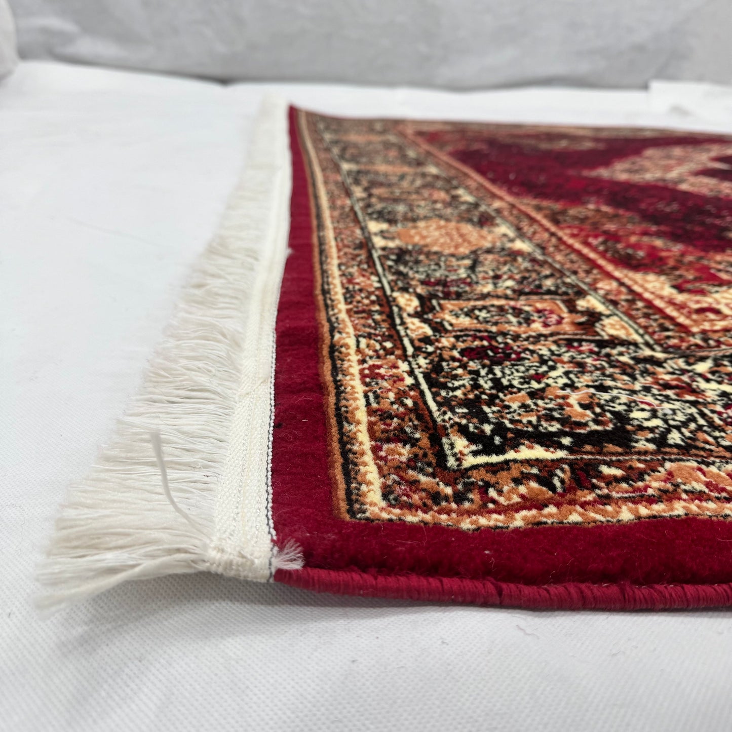 Persian Kashani Red Medallion Rug 7x10 ft – 500 Reeds Nylon Machine-Made Iran