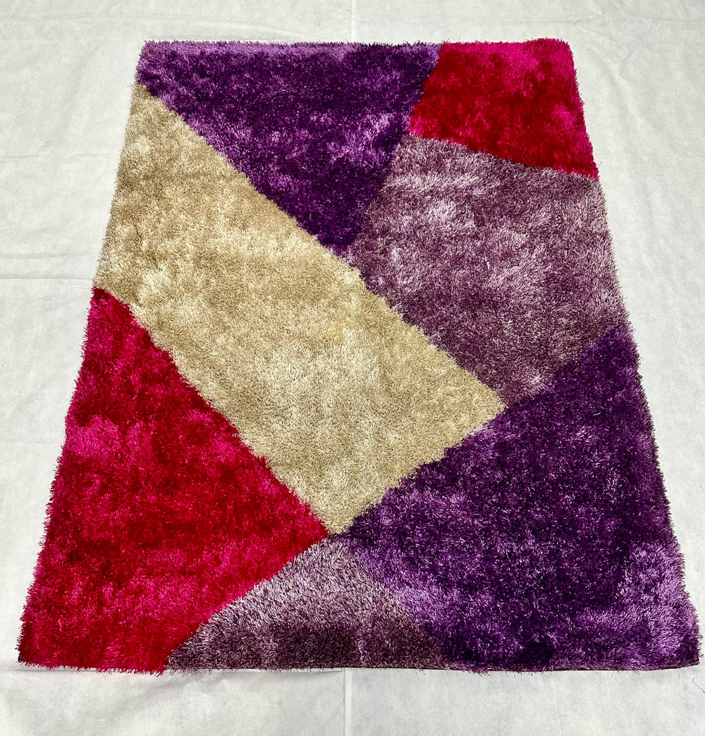 Vibrant Pink and Purple Turkish Venus Shaggy Area Rug - 4 ft x 6 ft - River Collection