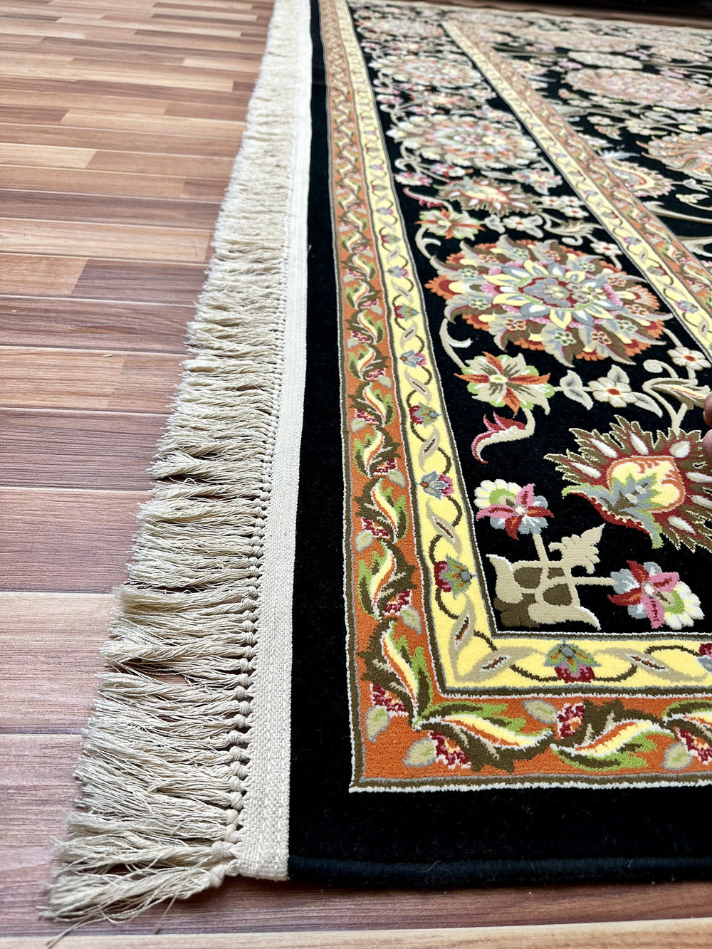 Elegant 10 ft x 13 ft Persian 1200 Reeds Area Rug - Farsh Estark 1 - Black, Beige, and Multi Colors