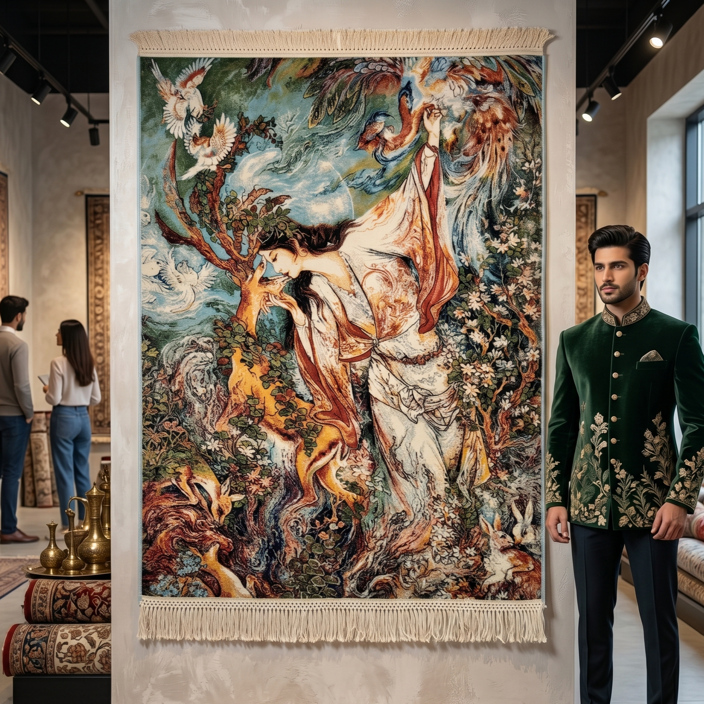 Persian Silk Garden of Paradise Rug 2 ft x 3 ft | 1600 Reeds