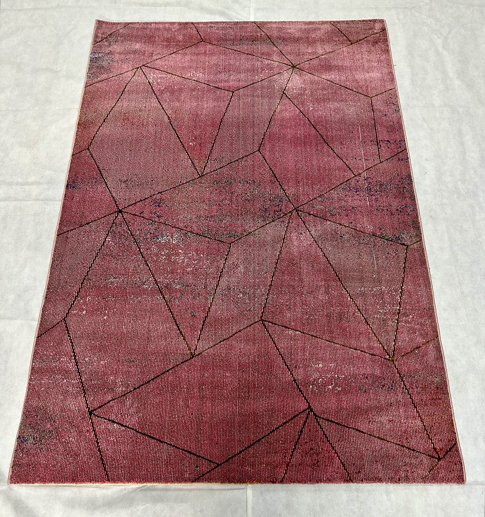 Stylish Pink Turkish Venus Maracan Area Rug - 4 ft x 6 ft - Modern Geometric Design