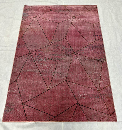 Stylish Pink Turkish Venus Maracan Area Rug - 4 ft x 6 ft - Modern Geometric Design