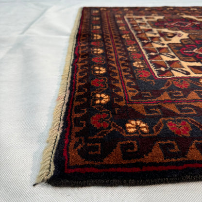 4x6 ft Handmade Baluchi Rug – Rich Brown and Cream Design, Perfect for Any Space