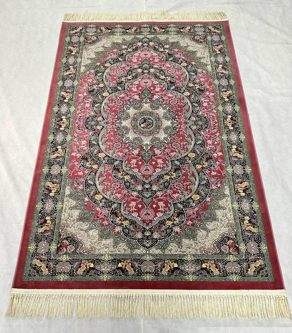 Elegant Pink Persian Area Rug - 4 ft x 6 ft - 1200 Reeds - Farsh Kilim Mojalal 1