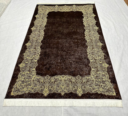 5 ft x 8 ft - Area Rug - Persian Silky - Taymaz 1 - D. Brown and Gold
