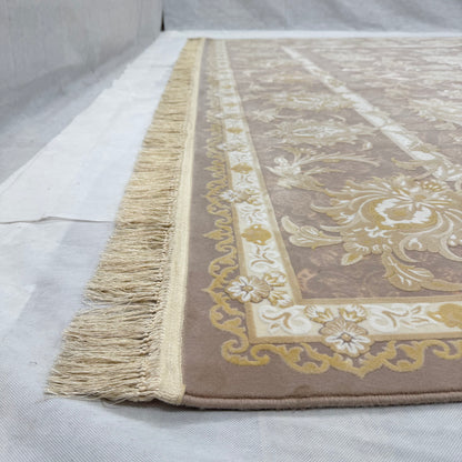 Persian Silk Rug 10 ft x 13 ft | Beheshti Tabriz 1200 Reeds | Rose Gold Luxury Floral Design