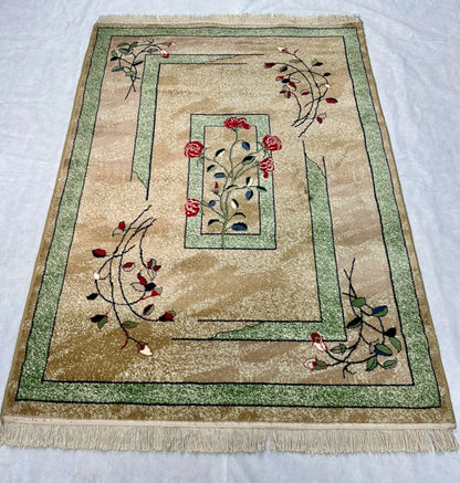 4.5 ft x 6.5 ft - Area Rug - Persian 500 Reeds - Farsh Aryan 1 - Beige and Green