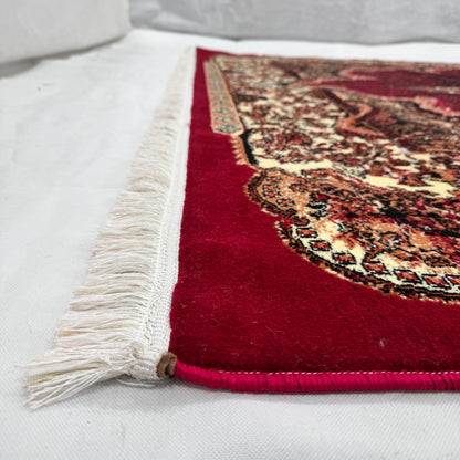 Persian Kashani Red Medallion Rug 8x11 ft – 500 Reeds Nylon Machine-Made Iran