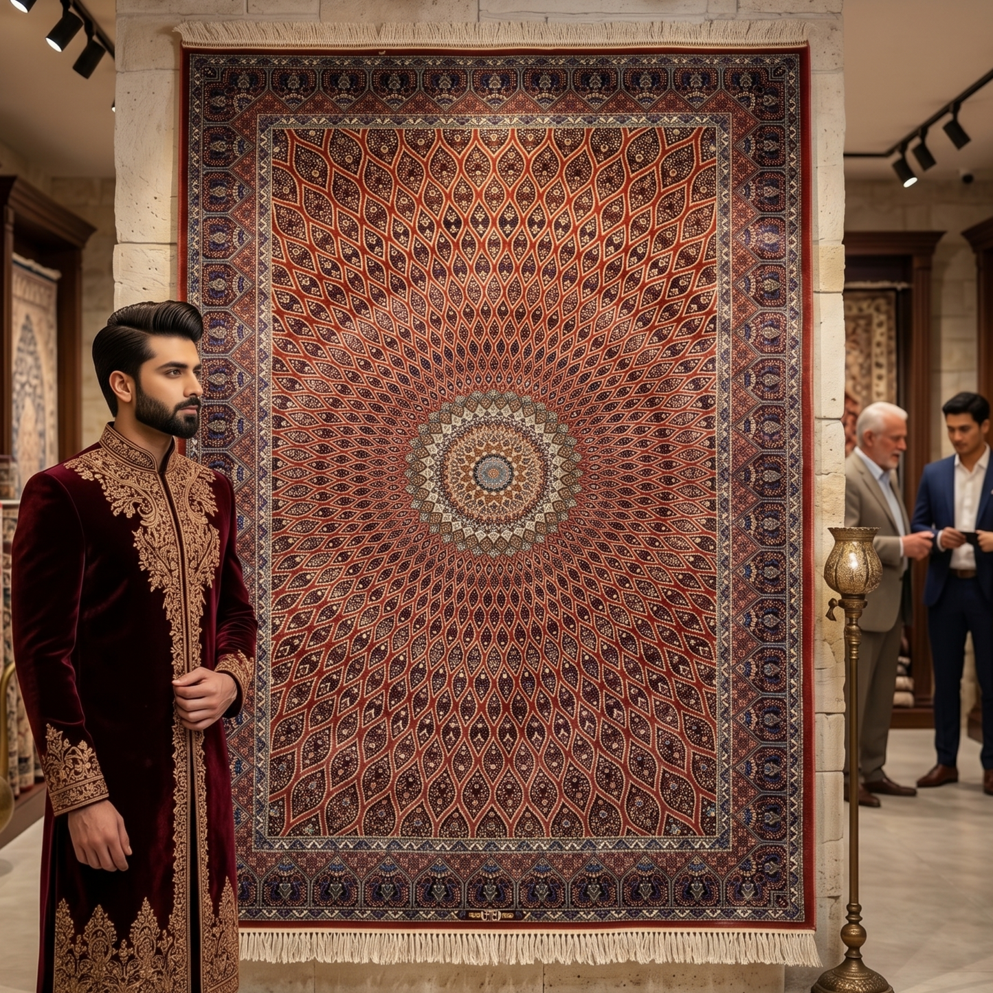 Persian Silk Medallion Rug 4 ft x 6 ft | Pure Silk Abresham | 1600 Reed