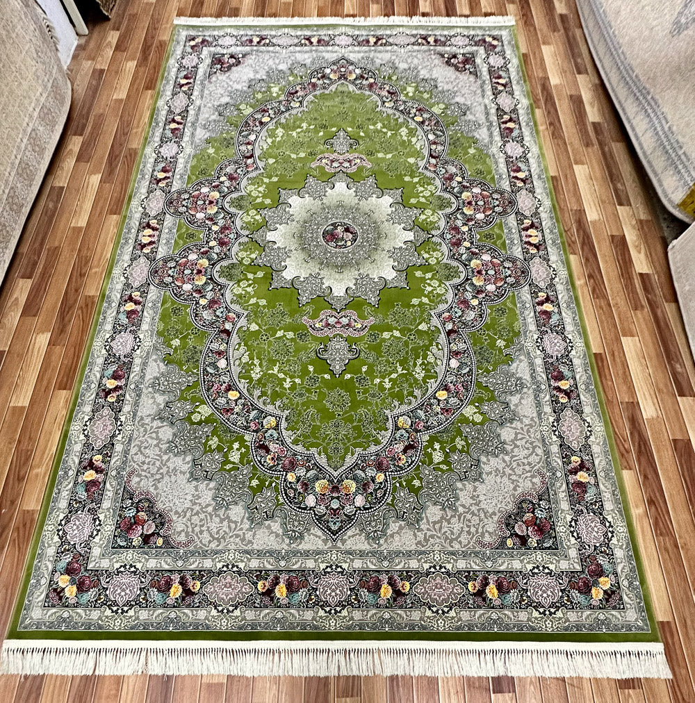 8 ft x 13 ft - Area Rug - Persian 1200 Reeds - Farsh Kilim Mojalal 1 - Green and Multi Colors