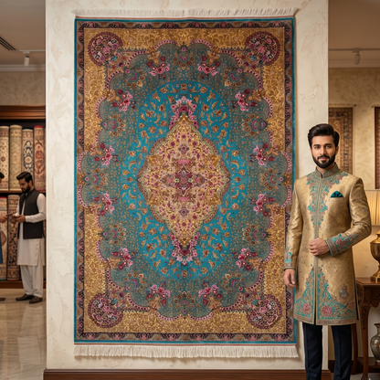 Persian Silk Tabriz Floral Medallion Rug 3 ft x 5 ft | 1600 Reeds