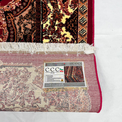 Persian Kashani Red Medallion Rug 8x11 ft – 500 Reeds Nylon Machine-Made Iran