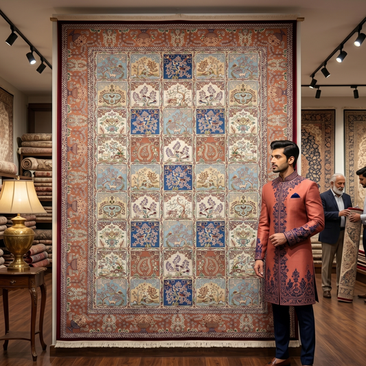Persian Garden Panel Silk Rug | Pure Silk Abresham | 5 ft x 8 ft