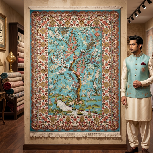 Persian Silk Tree of Life Rug 2.5 ft x 4 ft | Pure Silk Abresham 1600 Reeds