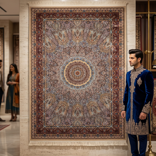 Persian Silk Abresham Rug 4 ft x 6 ft | 1600 Reed Machine-Made Iran