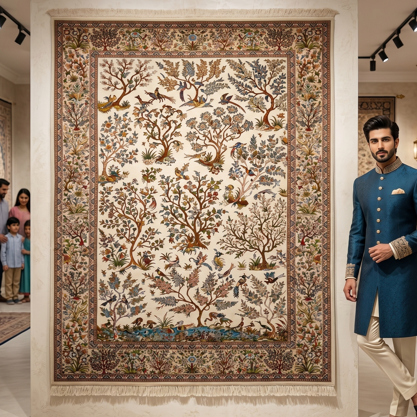Persian Tree of Life Silk Rug 7 ft x 10 ft | Pure Silk Abresham 1600 Reed