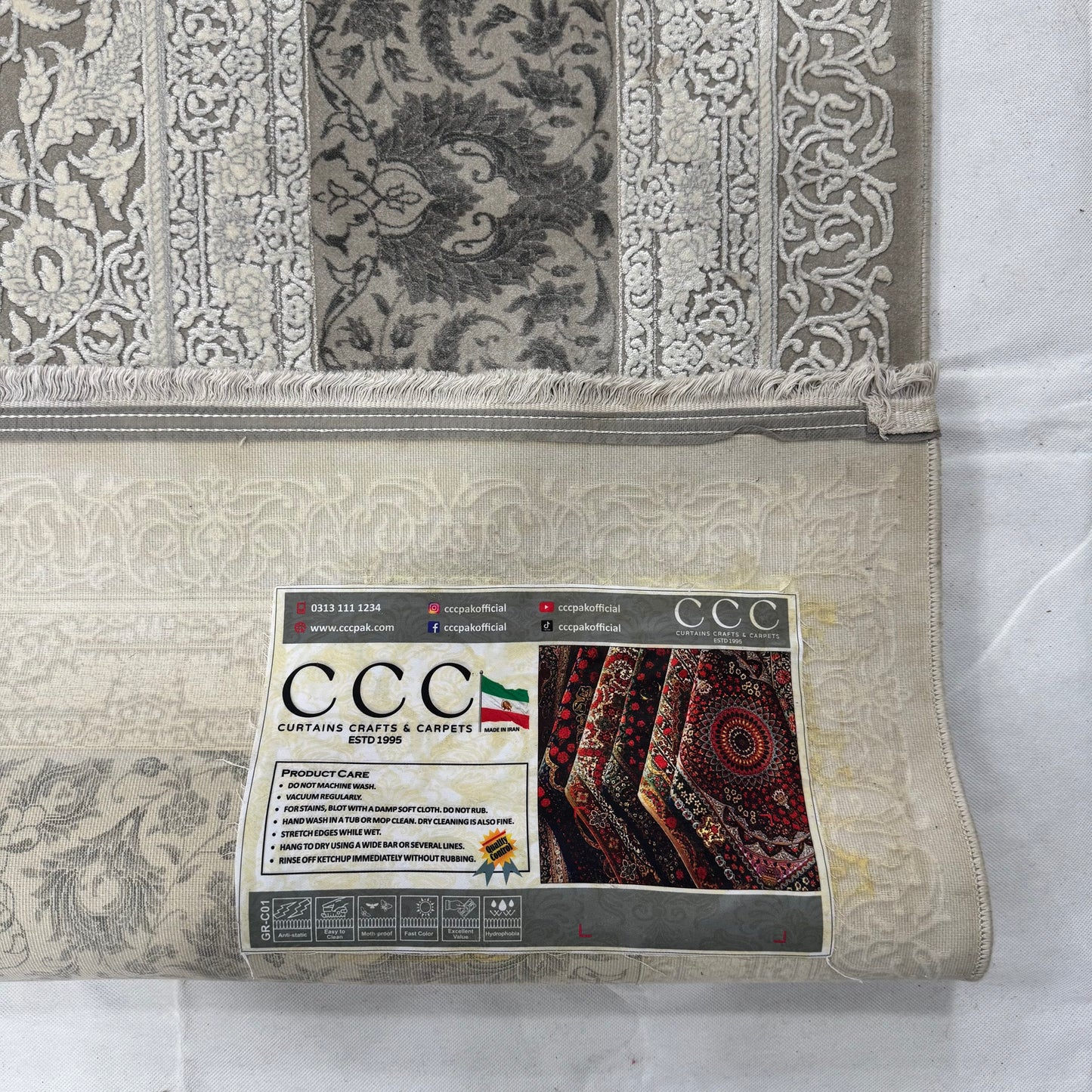 Persian Beheshti Rug – Bamboo Silk – 10×13 ft – 1500 Reeds – Taupe Ivory