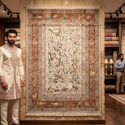 Persian Silk Paradise Garden Rug 5 ft x 8 ft | 1600 Reed Pure Silk