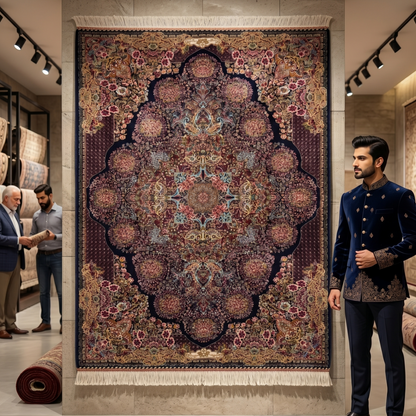 Persian Silk Abresham Rug 2 ft x 3 ft | 1600 Reed Machine-Made Iran