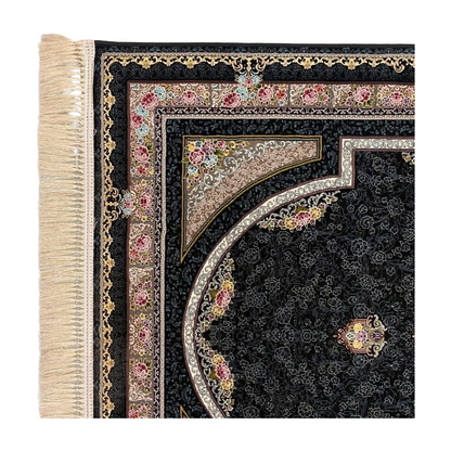 4 ft x 6 ft Area Rug - Persian 1200 Reeds - Farsh Kilim Mojalal 10 - Black - Luxurious Persian Design and Comfort