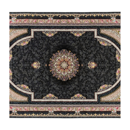 4 ft x 6 ft Area Rug - Persian 1200 Reeds - Farsh Kilim Mojalal 10 - Black - Luxurious Persian Design and Comfort