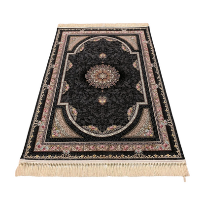 4 ft x 6 ft Area Rug - Persian 1200 Reeds - Farsh Kilim Mojalal 10 - Black - Luxurious Persian Design and Comfort