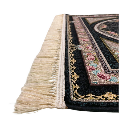 4 ft x 6 ft Area Rug - Persian 1200 Reeds - Farsh Kilim Mojalal 10 - Black - Luxurious Persian Design and Comfort