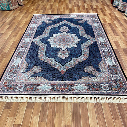 7 ft x 10 ft - Area Rug - 700 Reeds - Farsh e Farhang 1 - Black and Blue - Superior Comfort Elegant and Luxury Style Accent