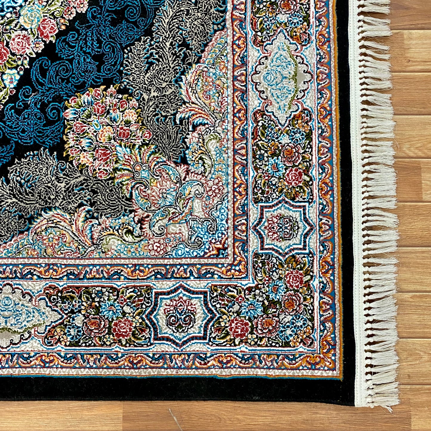 7 ft x 10 ft Area Rug - 700 Reeds - Farsh e Farhang 2 - Black and Blue - Superior Comfort, Elegant, and Luxury Style Accent