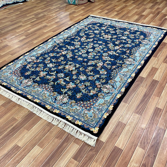 7 ft x 10 ft - Area Rug - 700 Reeds - Farsh e Modern 1 - Black and Blue - Superior Comfort Elegant and Luxury Style Accent