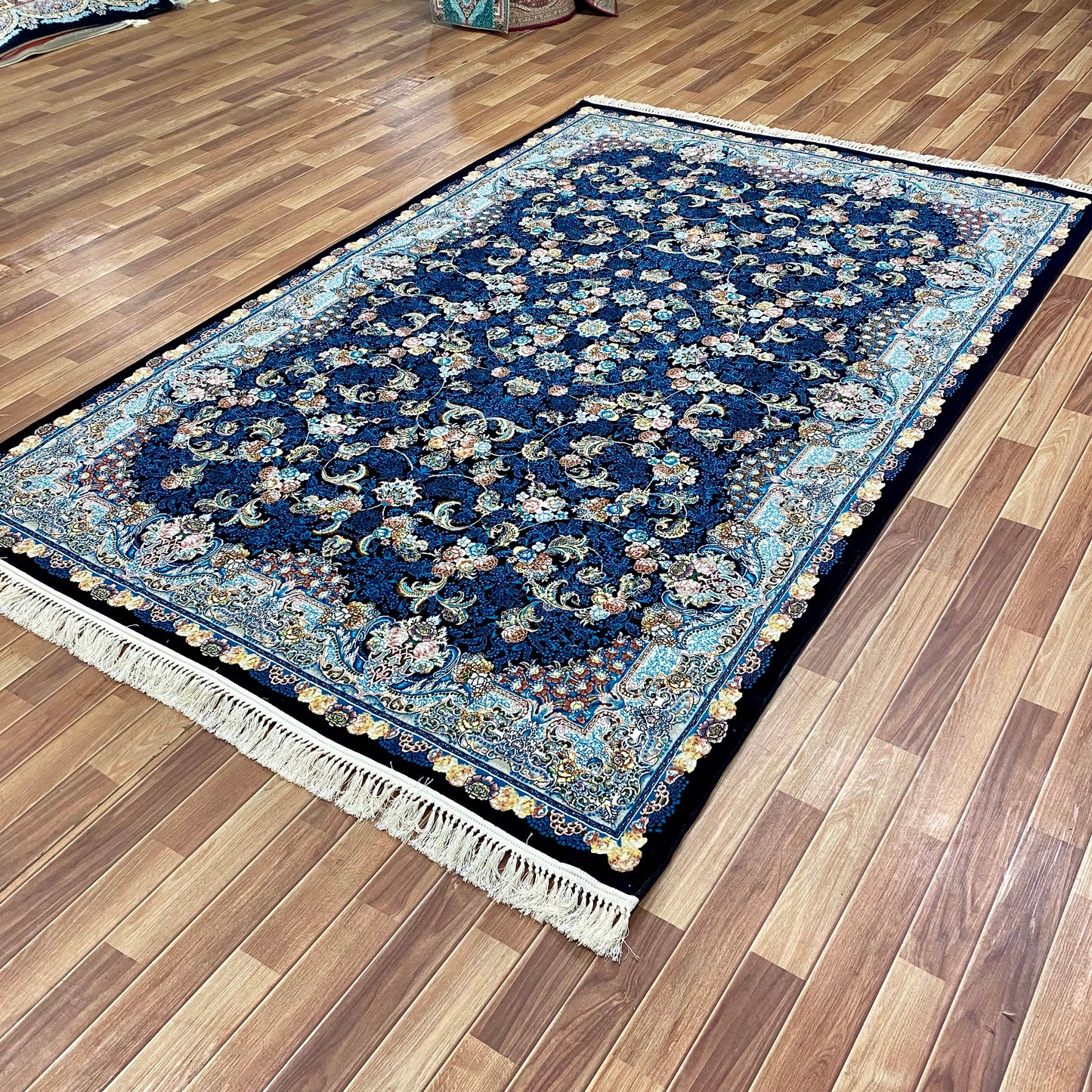 7 ft x 10 ft - Area Rug - 700 Reeds - Farsh e Modern 1 - Black and Blue - Superior Comfort Elegant and Luxury Style Accent