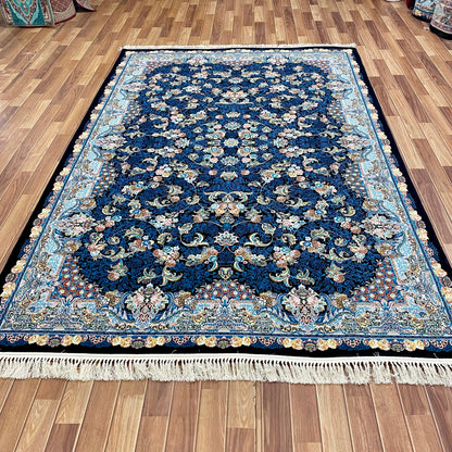 7 ft x 10 ft Area Rug - 700 Reeds - Farsh e Modern 1 - Black and Blue - Superior Comfort, Elegant, and Luxury Style Accent