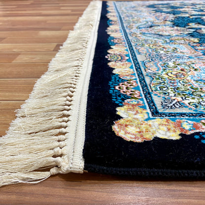 7 ft x 10 ft Area Rug - 700 Reeds - Farsh e Modern 1 - Black and Blue - Superior Comfort, Elegant, and Luxury Style Accent