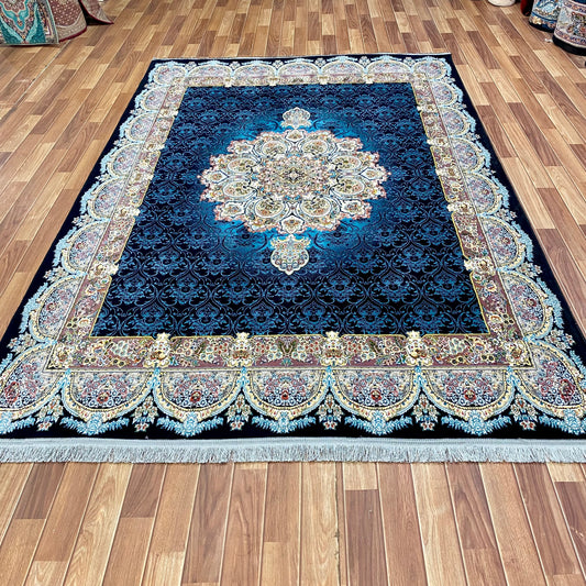 7 ft x 10 ft - Area Rug - 700 Reeds - Farsh e Modern 2 - Black and Blue - Superior Comfort Elegant and Luxury Style Accent