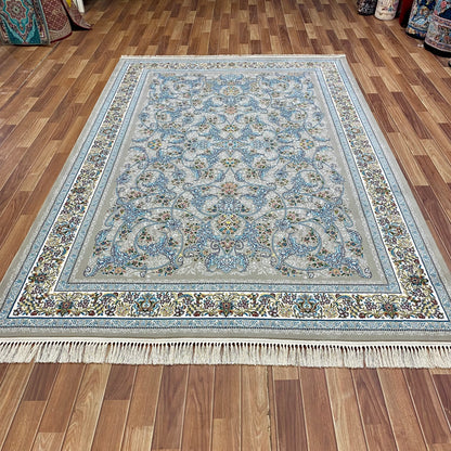7 ft x 10 ft - Area Rug - 700 Reeds - Farsh e Modern 4 - Grey and L. Blue - Superior Comfort Elegant and Luxury Style Accent